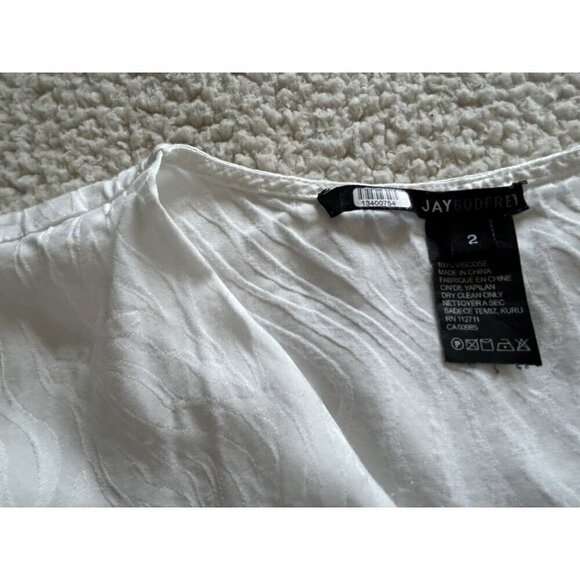 Jay Godfrey Hannah Wrap Top V-Neck Long Sleeve Jacquard Tie Front White Size 2 - Picture 3 of 9